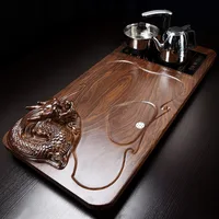 Solid wood tea tray, drain water storage, kung fu tea set, drawer, tea room, tabletop, chinese tea room ceremony tools tea table