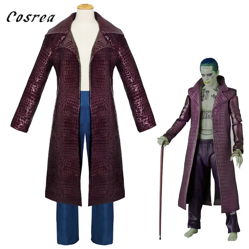 Мужской костюм Джокера для косплея тренчкот фиолетовая куртка рубашки с