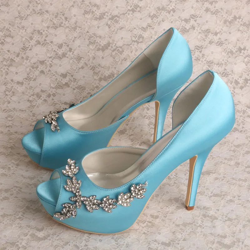 Женские туфли на высоком каблуке ручной работы атласные свадебные цвета