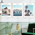 Картина на холсте с пальмами, принты и плакаты с изображением Калифорнийского пейзажа, Венеции, Италии, скандинавского города, картина для гостиной, настенная живопись