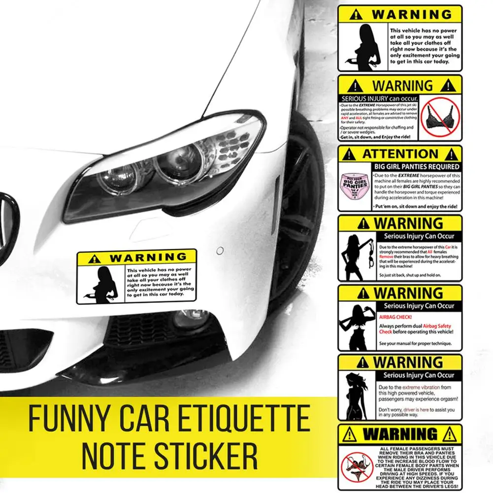 

7pcs Car Styling Funny Body Cover Funny Car Precaution Sticker Innovative Waterproof Car Decoration Auto Accessories Decal Decor