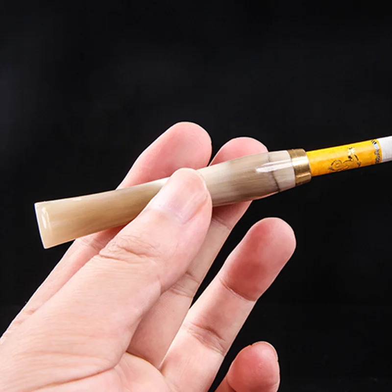 Натуральный коровья Рог держатель сигареты фильтр для мундштука многоразовый