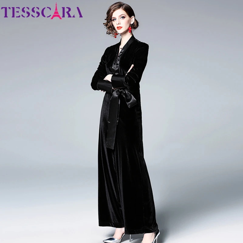 Женский осенне зимний элегантный бархатный комбинезон TESSCARA модные офисные