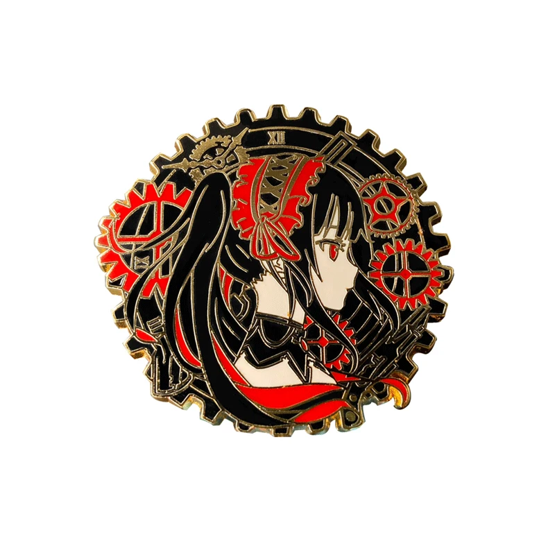 

Anime DATE A LIVE Tokisaki Kurumi Figure Metal Badges Brooch Pin Gifts Kids Toy 7261