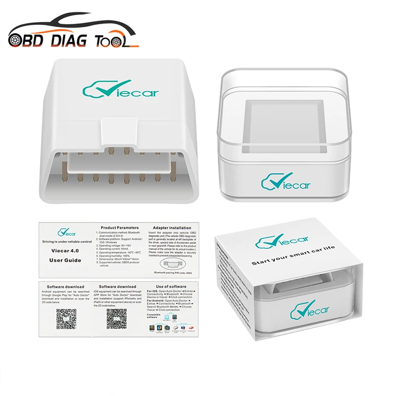 Автомобильный считыватель Viecar 4 0 ELM327 V1.5 BT лучший чип PIC18F25K80 для IOS Android ПК OBD2 ELM 327 1 5