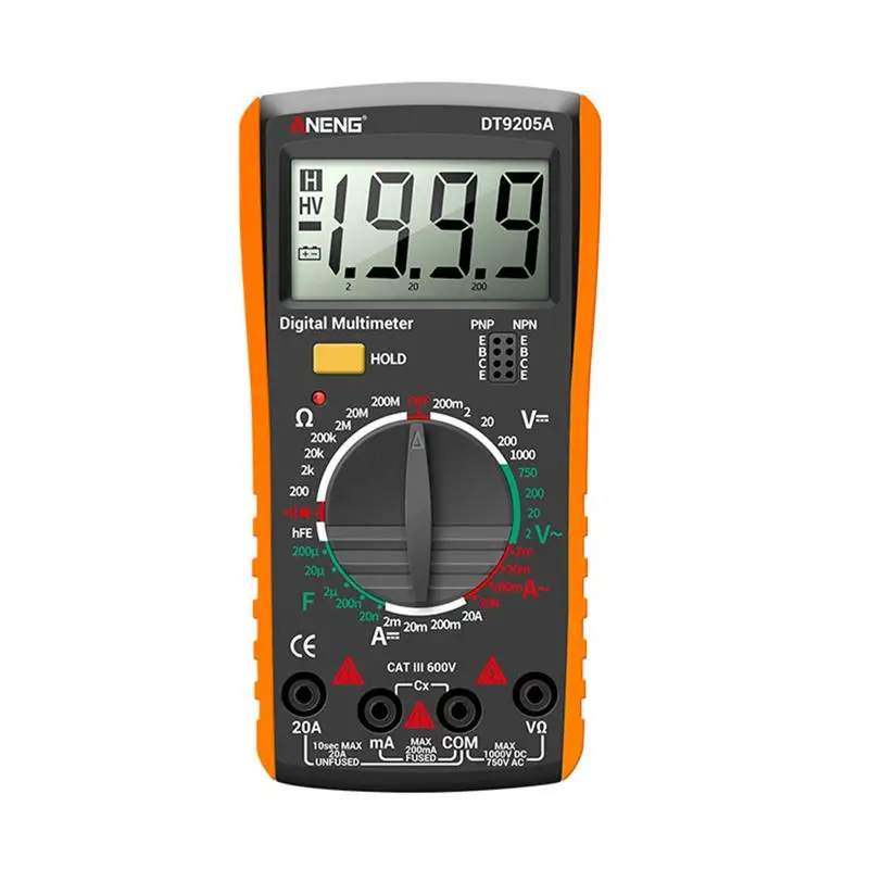 Цифровой мультиметр DT9205A тестер ручной диапазон измеритель напряжения истинный