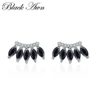 Черный ость в винтажном стиле 925 стерлингового серебра ювелирные украшения обручальные серьги для женщин Свадебные серьги T189