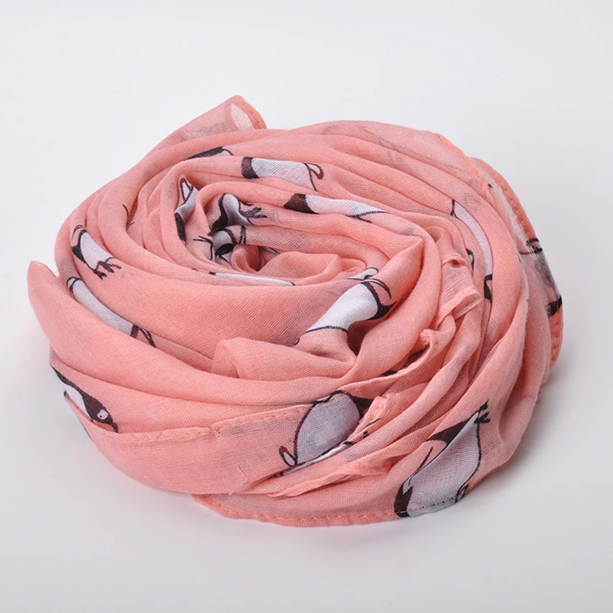 

1 Piece Pink Black And White Penguin On Bottom Rectangular Bali Bali Scarf 180x90cm