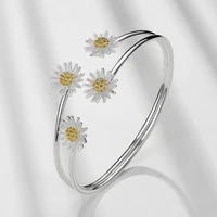 korean style daisy flower charm bracelet for women girls elegant sweet flowers bangle wedding party statement jewelry gifts