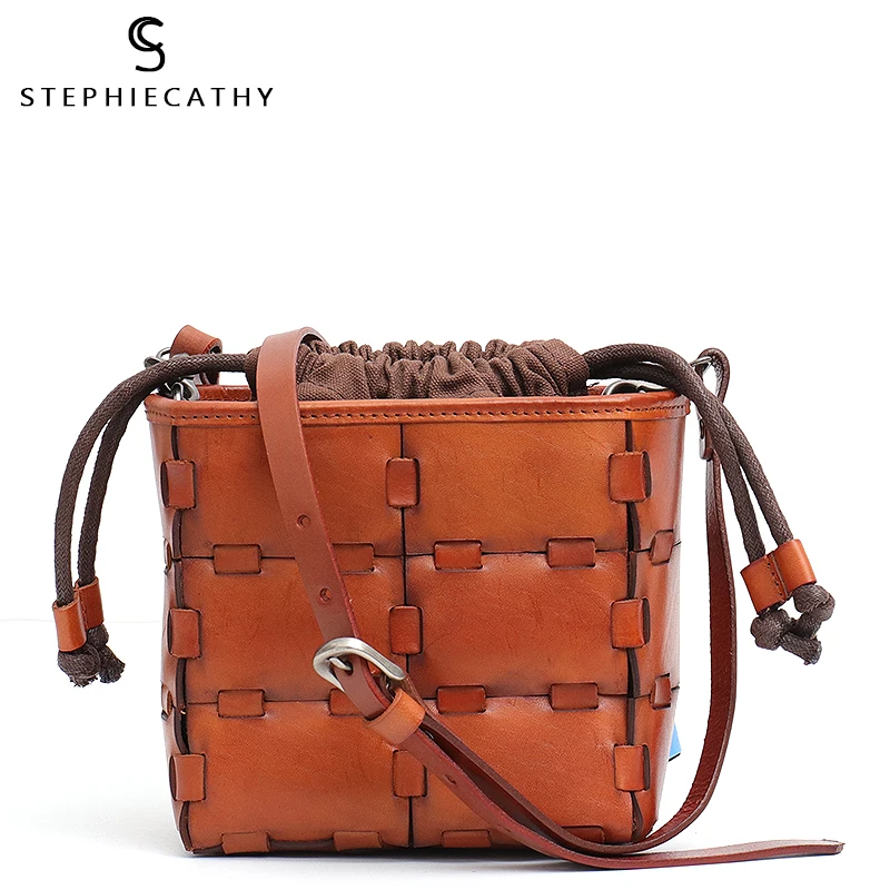 Женская сумка мессенджер SC винтажная маленькая через плечо из натуральной