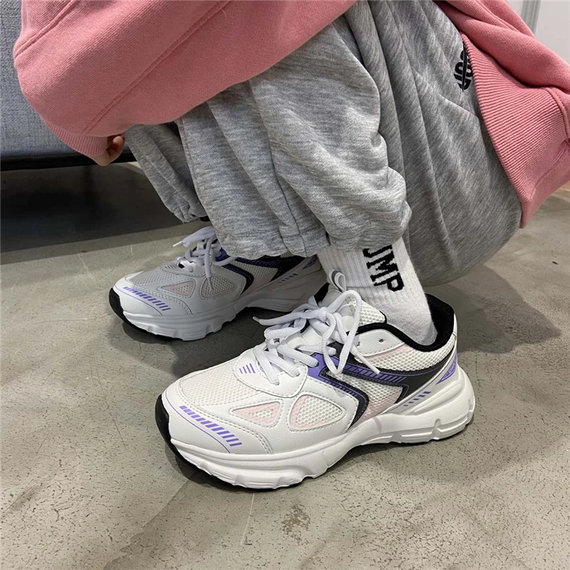 

Sneakers Women 2021 Chunky Mesh Casual Shoes Autumn Comfort Woman Vulcanized Shoes Breathable Lace Up White Female Platform Shoe