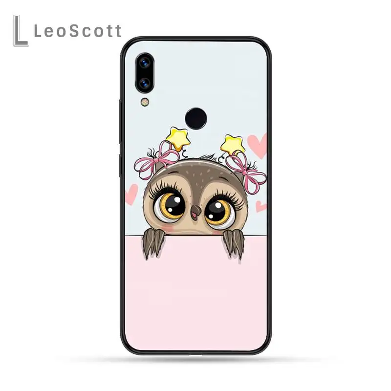 

Cute Owl Hearts Lover Phone Case For Xiaomi Redmi Note 4 4x 5 6 7 8 pro S2 PLUS 6A PRO