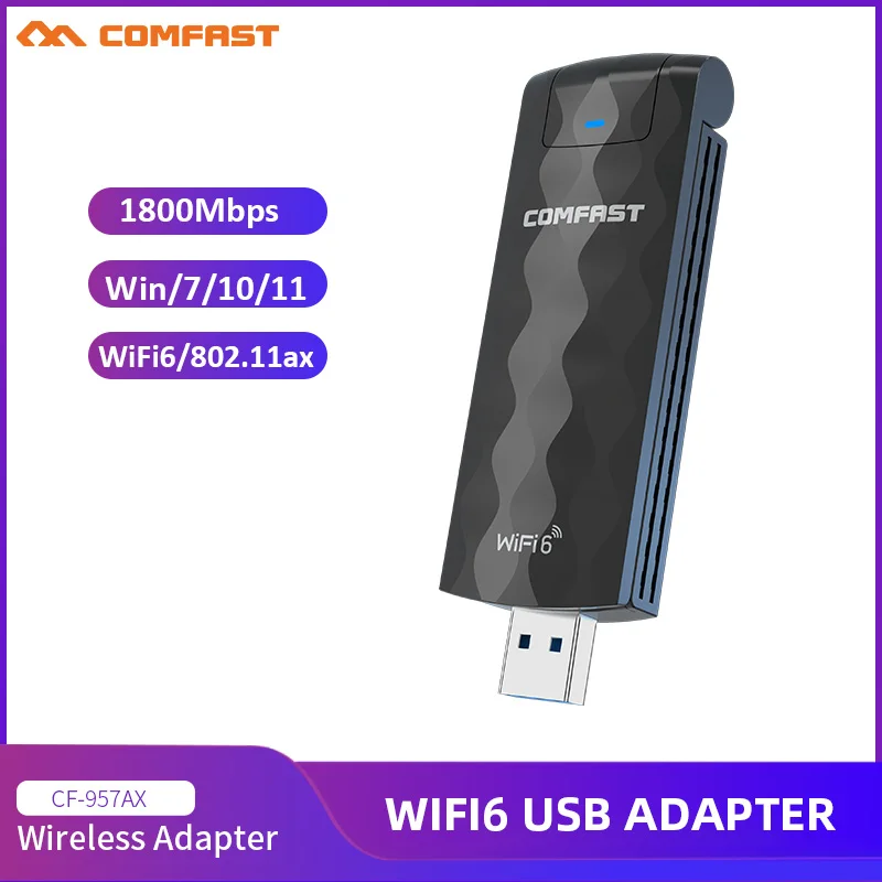 

1800Mbps 2.4G&5G Dual Band WiFi6 AX USB Wireless Adapter 802.11ax USB 3.0/USB2.0 WiFi 6 Network Card For Desktop Win7/10