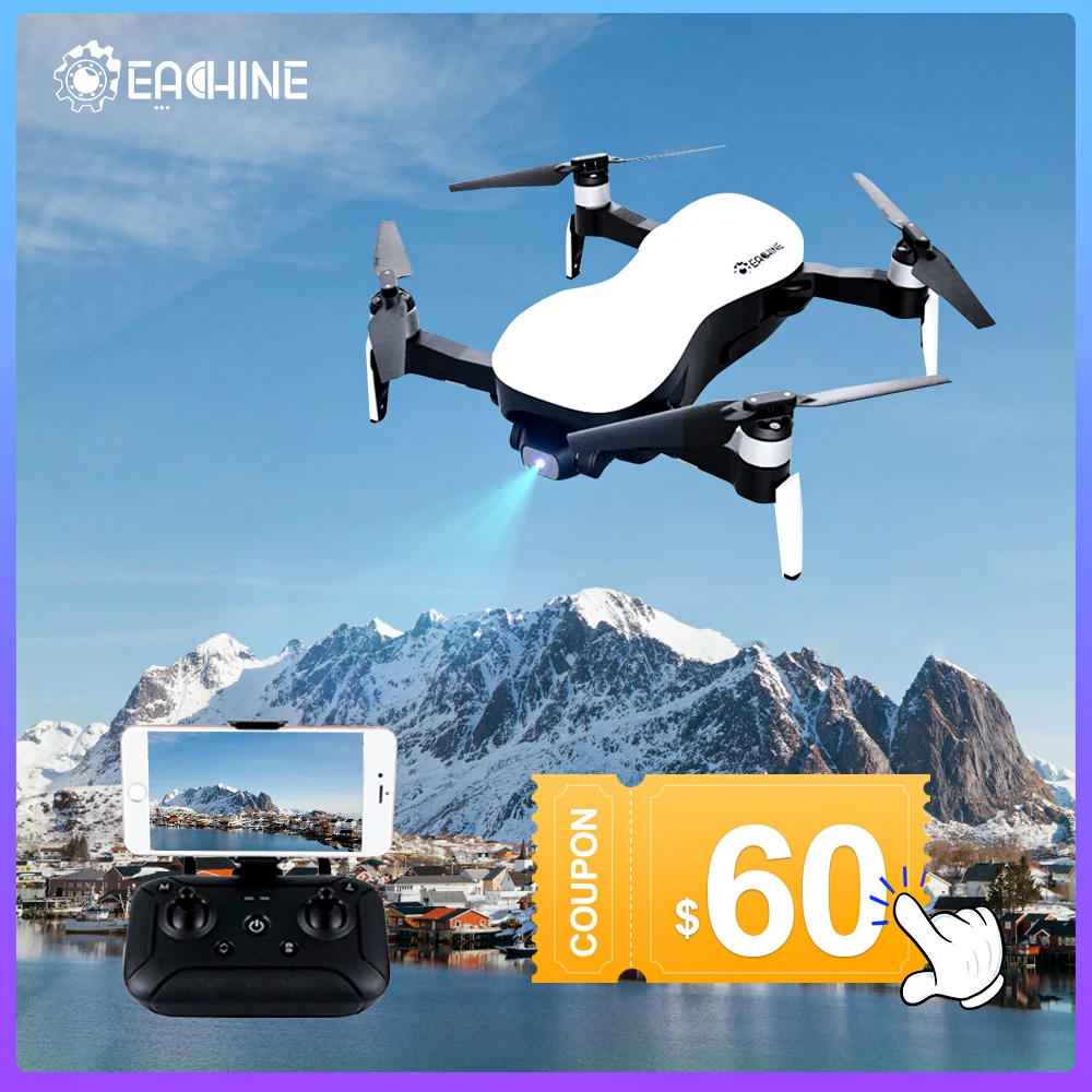 Квадрокоптер EX4 Eachine Радиоуправляемый вертолет 5G Wi Fi FPV GPS 4K профессиональная HD