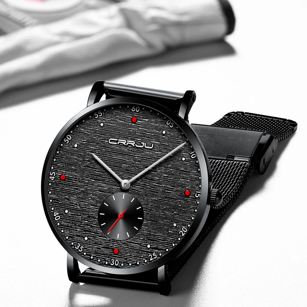 CRRJU Watch Men Fashion Business Watches Men's Casual Waterproof Quartz Wristwatch Blue Steel Clock Relogio Masculino
