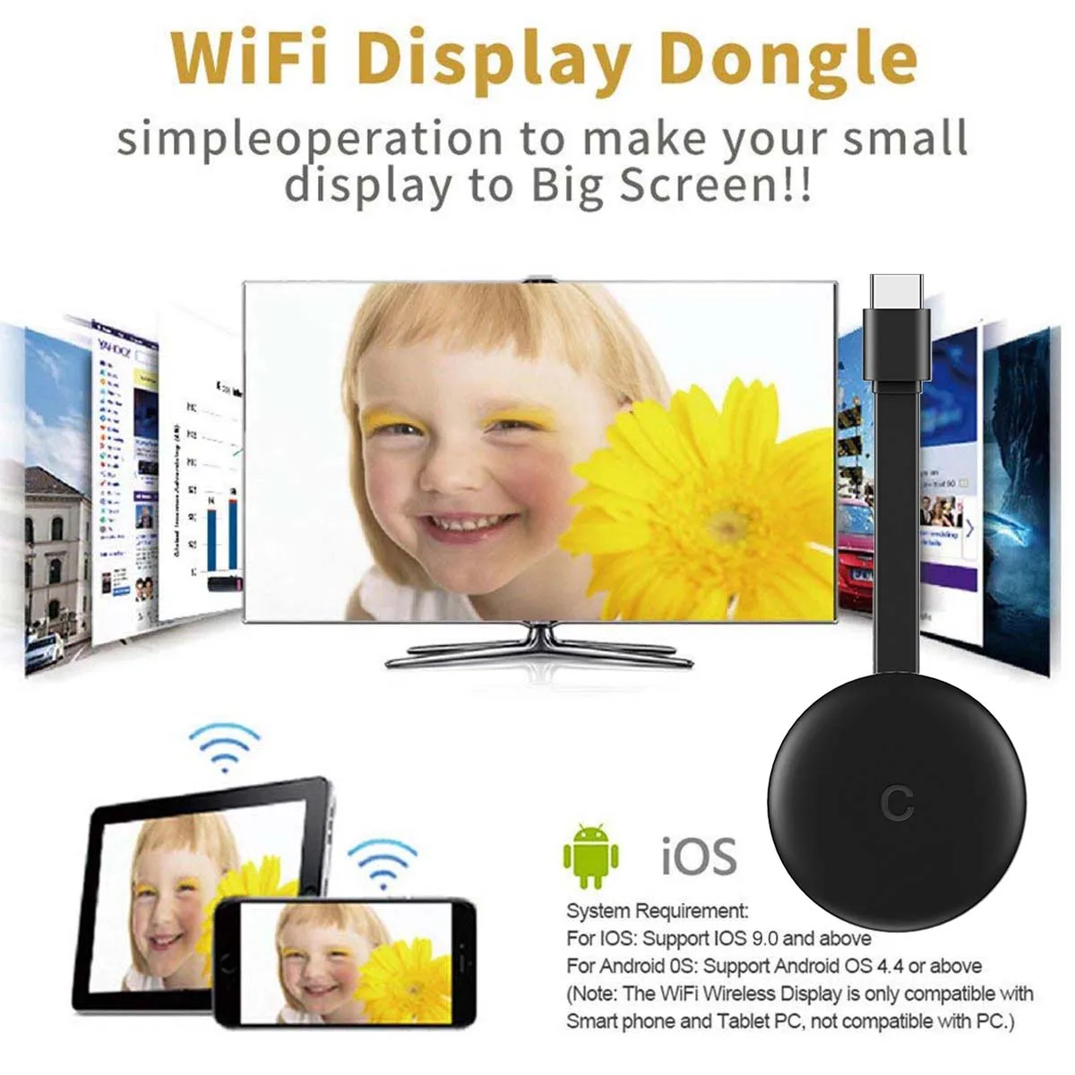 Беспроводной Wi-Fi адаптер-ресивер G12 2 4G для Chromecast 4K HD HDMI-совместимый медиа-плеер