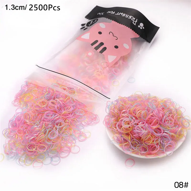 2500pcs 20 200/1000 шт милые цветные кольца для девочек, Одноразовые эластичные резинки для волос, резинка для хвоста, резинки для волос, Детские аксессуары для волос - Цвет: 2500pcs 20