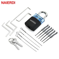 naierdi practice padlock locksmith tools tension wrench visible lock pick set with broken key removing hooks supplies hardware