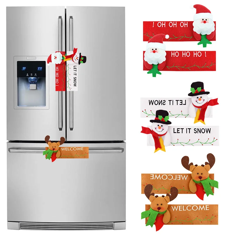 

Christmas Refrigerator Door Handle Cover Cloth Santa Claus Elk Snowman Protector Fridge Cover Appliances Glove Kitchen Decoratio