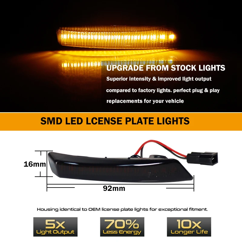 Янтарный светодиодный светильник с последовательной вспышкой боковым видом и