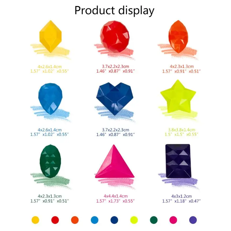 

G92E 9 Colors Diamond Shape Crayons Non Toxic Washable Painting Drawing Wax for Baby Kids Art Supplies