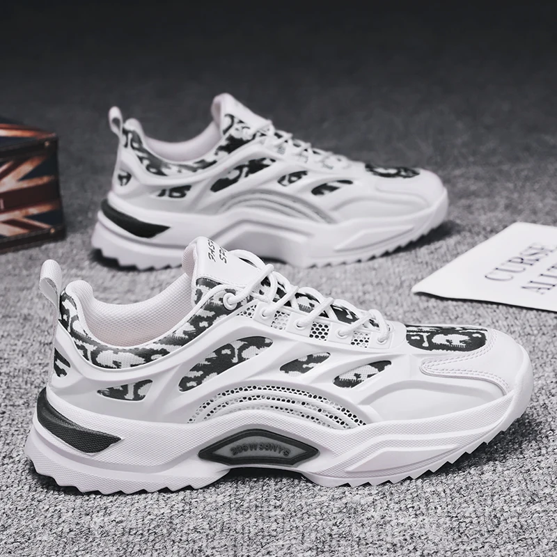 

Outdoor Male Sneakers Mesh Mens Sports Shoes Non-slip Leather Sneakers Augmenter Platform Sneakers Comfortable Male Sneakers