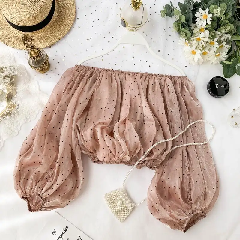 2019 Новая модная женская блузка с вырезом лодочкой футболка пышными рукавами