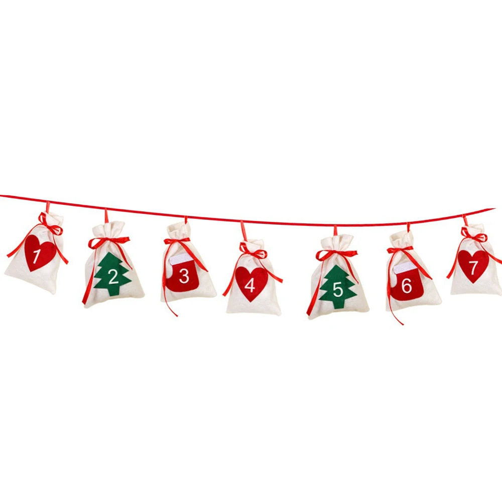 1-7pcs Bags 1-31 шт. рождественские пакеты для конфет с обратным отсчетом и календарем, Висячие подарочные пакеты на год 11x16 см, украшения для рождественской вечеринки - Цвет: 1-7pcs Bags