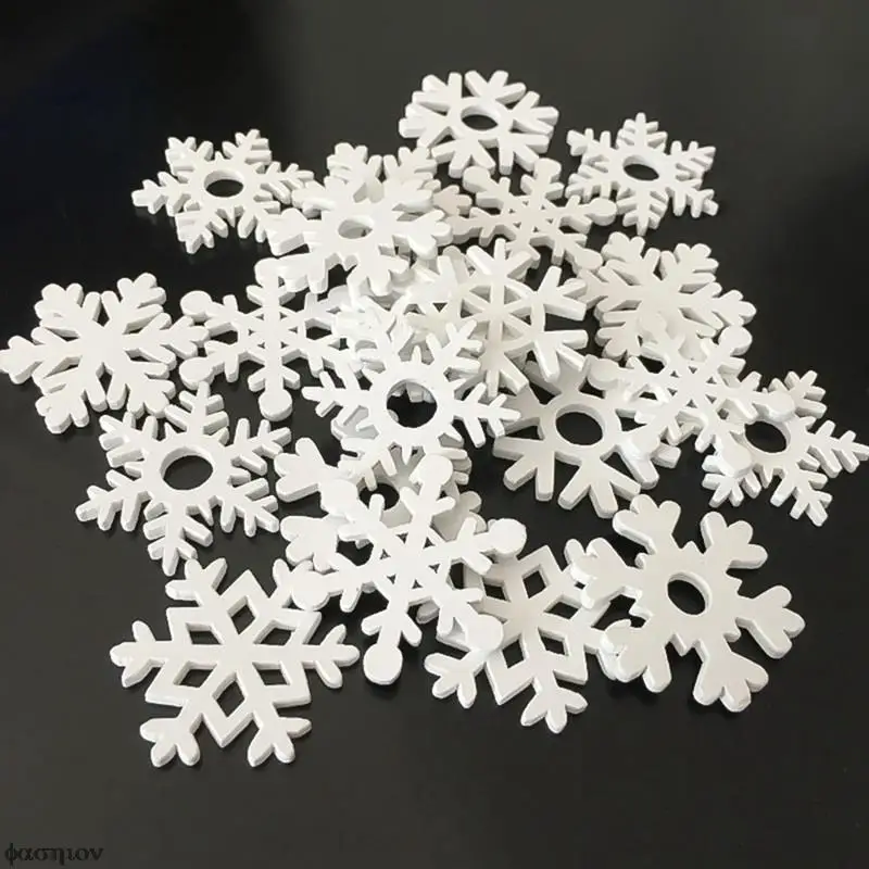 

50 шт./лот деревянные Праздничные рождественские снежинки в форме трехмерных поделок для домашнего декора подвеска на рождественскую елку 3,...