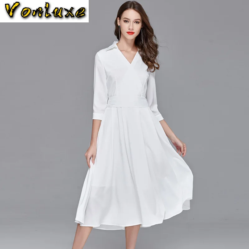 Новинка 2020 модные весенне осенние платья с рукавом три четверти женское