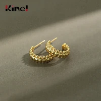 kinel earrings korean 925 sterling silver 18k gold new simple lattice earrings vintage two tone small earrings for women