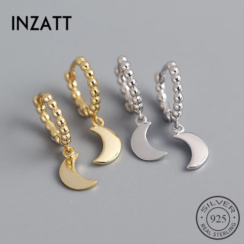 

INZATT реальные 925 стерлингового серебра с рисунком «Луна», «звезды серьги в виде колец, для Модные женские модные туфли в лаконичном стиле 18K з...