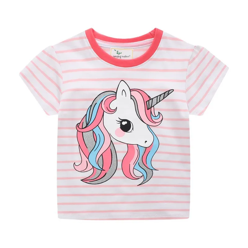 

Jumping Meters New Arrival Purple Rainbow Girls Tees Cotton Summer Toddler Clothes Hot Selling Kids Tops Children's Tshirts