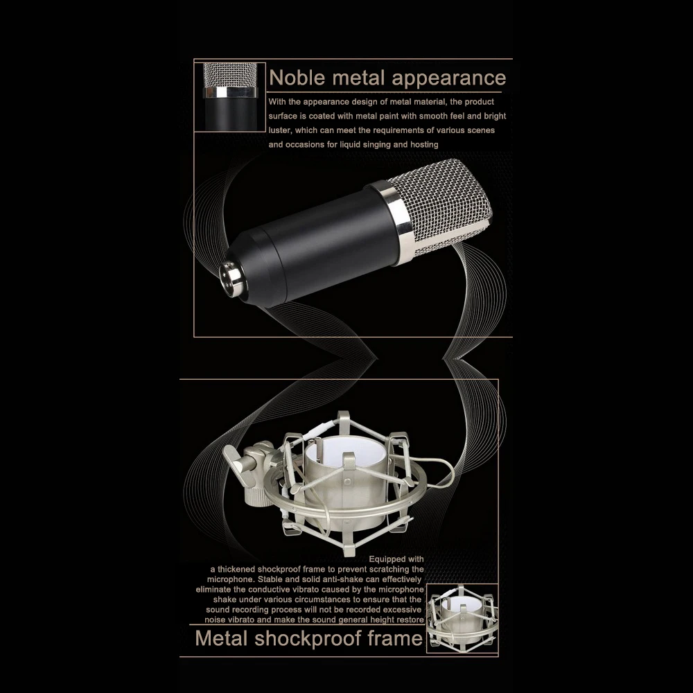 

48V3mA Condenser microphone combination computer mobile phone live broadcast 1000 XLR interface 60dB stereo sound equipment