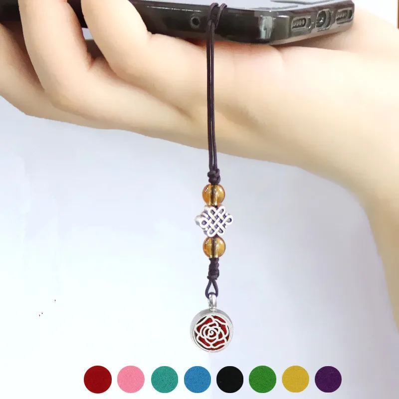 

Mini titanium steel aromatherapy buckle mobile phone chain diffuser essential oil accessories braided rope mobile phone pendant