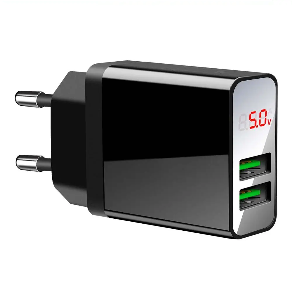 Dual USB Charger GUUGEI USB зарядное устройство Quick Charge 2 USB адаптер зарядное устройство для телефона светодиодный дисплей дорожное быстрое зарядное устройство Зарядка ЕС вилка настенное зарядное устройство - Тип штекера: Dual USB Charger