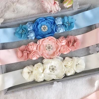 elegant satin ribbon waistband bridal pearl beaded flower sash sash belt diy clothing cummerbunds women wedding wide waist belt