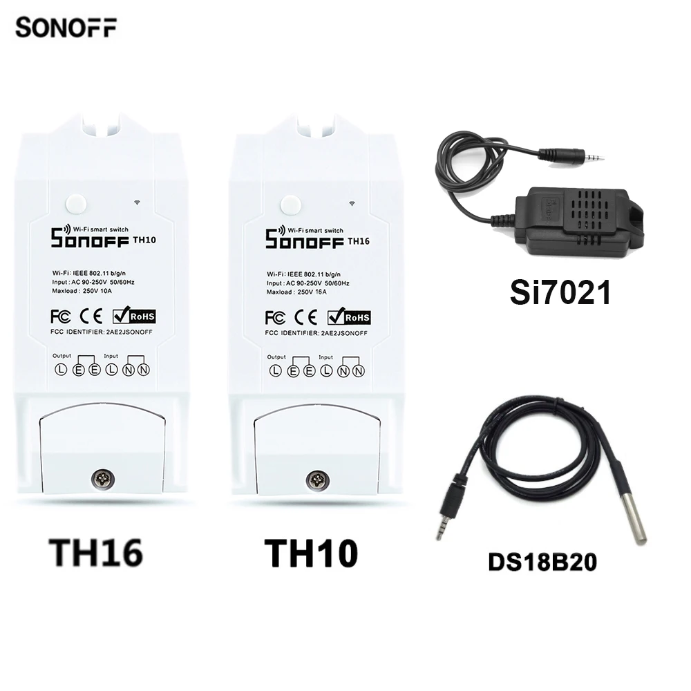 Умный Wi-Fi выключатель Sonoff TH16 с мониторингом температуры влажности