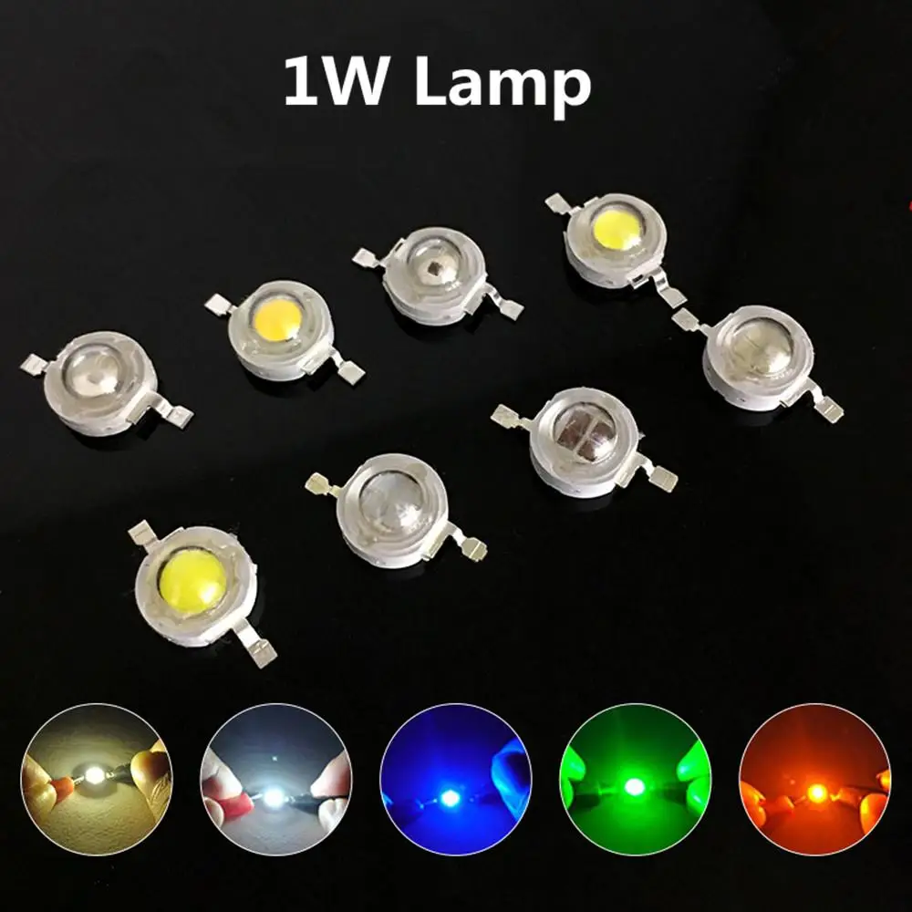 

10pcs 1W High Power LED Chip Lamp Bulbs 110-120LM Chip Beads Lines Emitter Diode Lamp White Red Green Blue Yellow DIY Led Light