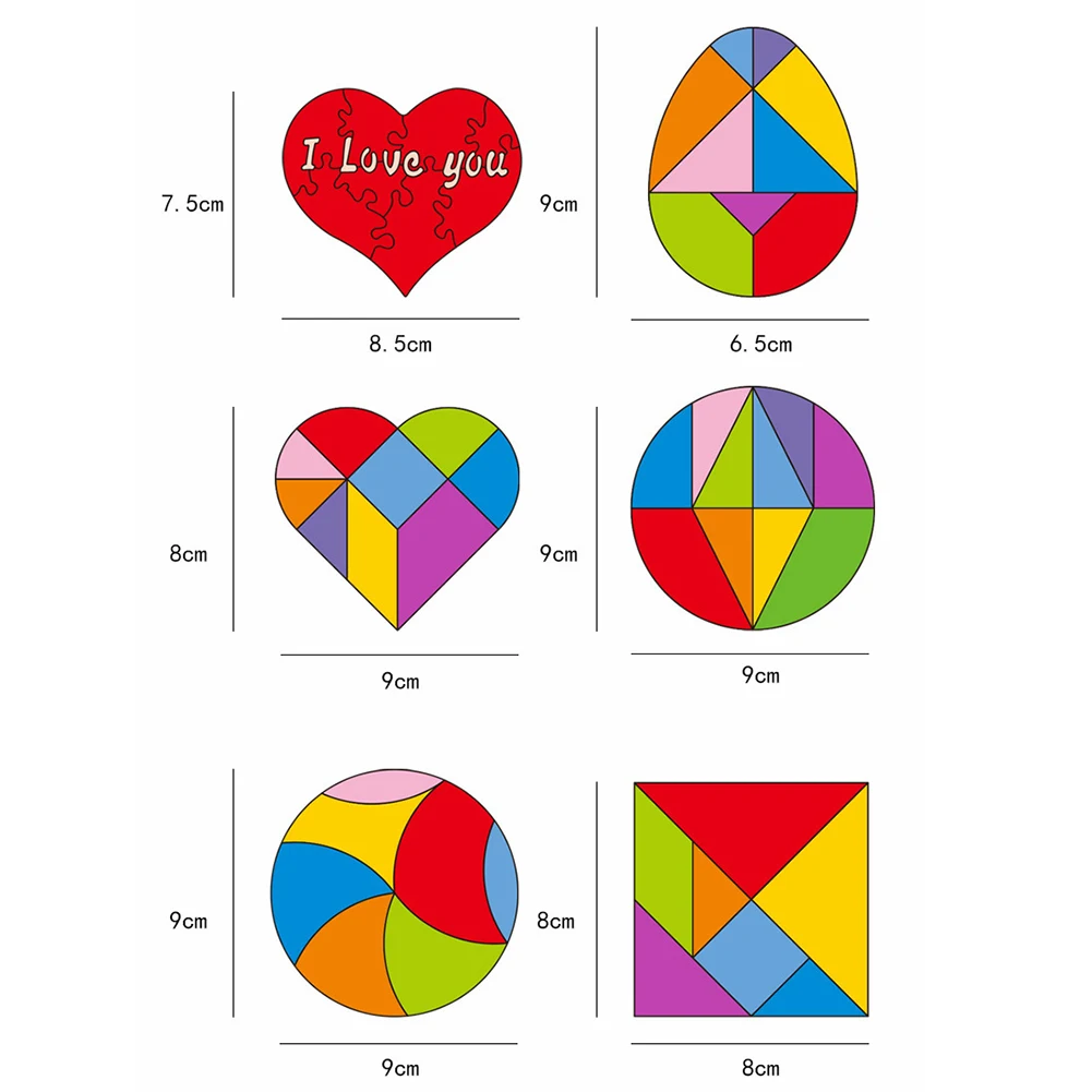 Kids Wooden Colorful Tangram Jigsaw Puzzles DIY Intelligence Develop Toy Early Learn Educational Toys For Baby infant