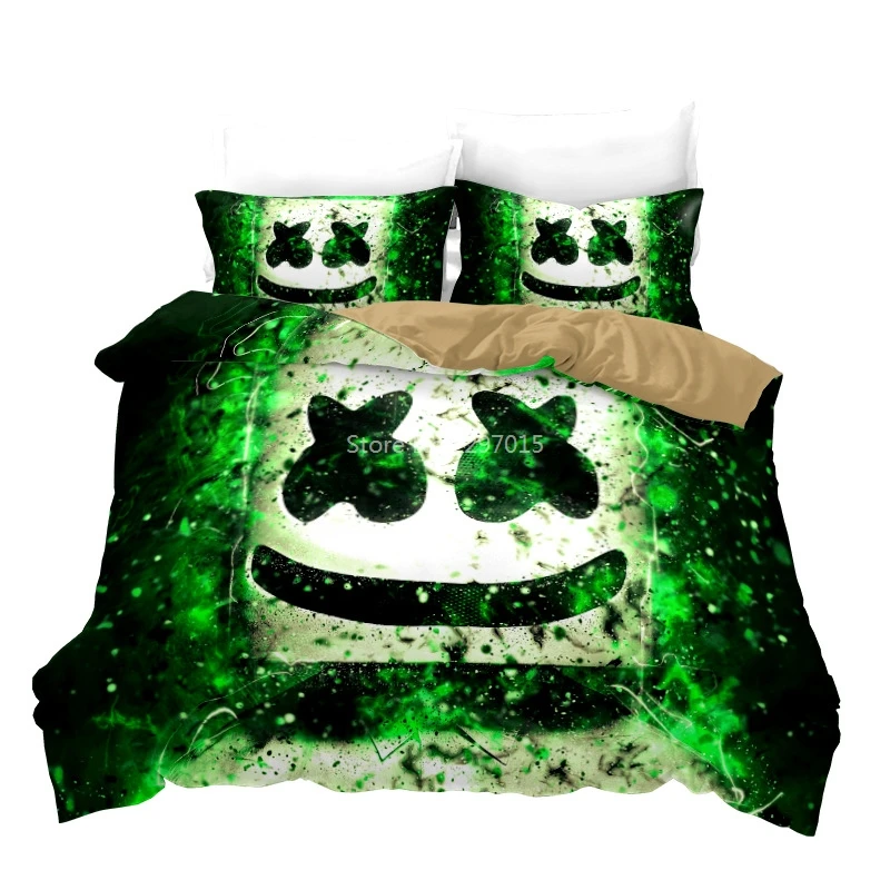 

Hot DJ Marshmello 3D Printed Comforter Bedding Set Duvet Cover Sets Pillowcase Twin Full Queen King Size Bed Linen Bedclothes
