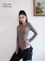bradely michelle streetwear casual slim comfortable spring cotton women long sleeve o neck tops bodysuits female rompers