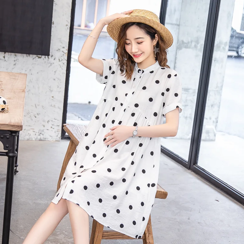 Летние платья для беременных кормления грудью новинка 2019 модное платье в горошек