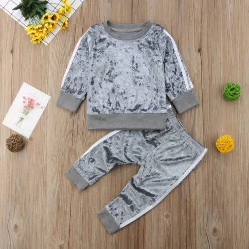 Женский бархатный комплект одежды Однотонная футболка с длинным рукавом + штаны
