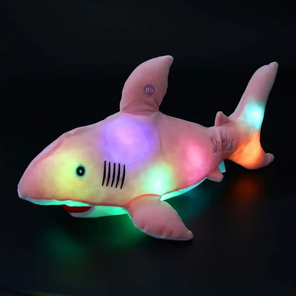 Светодиодный плюшевый игрушечный ночник с розовой акулой плюшевой подсветкой