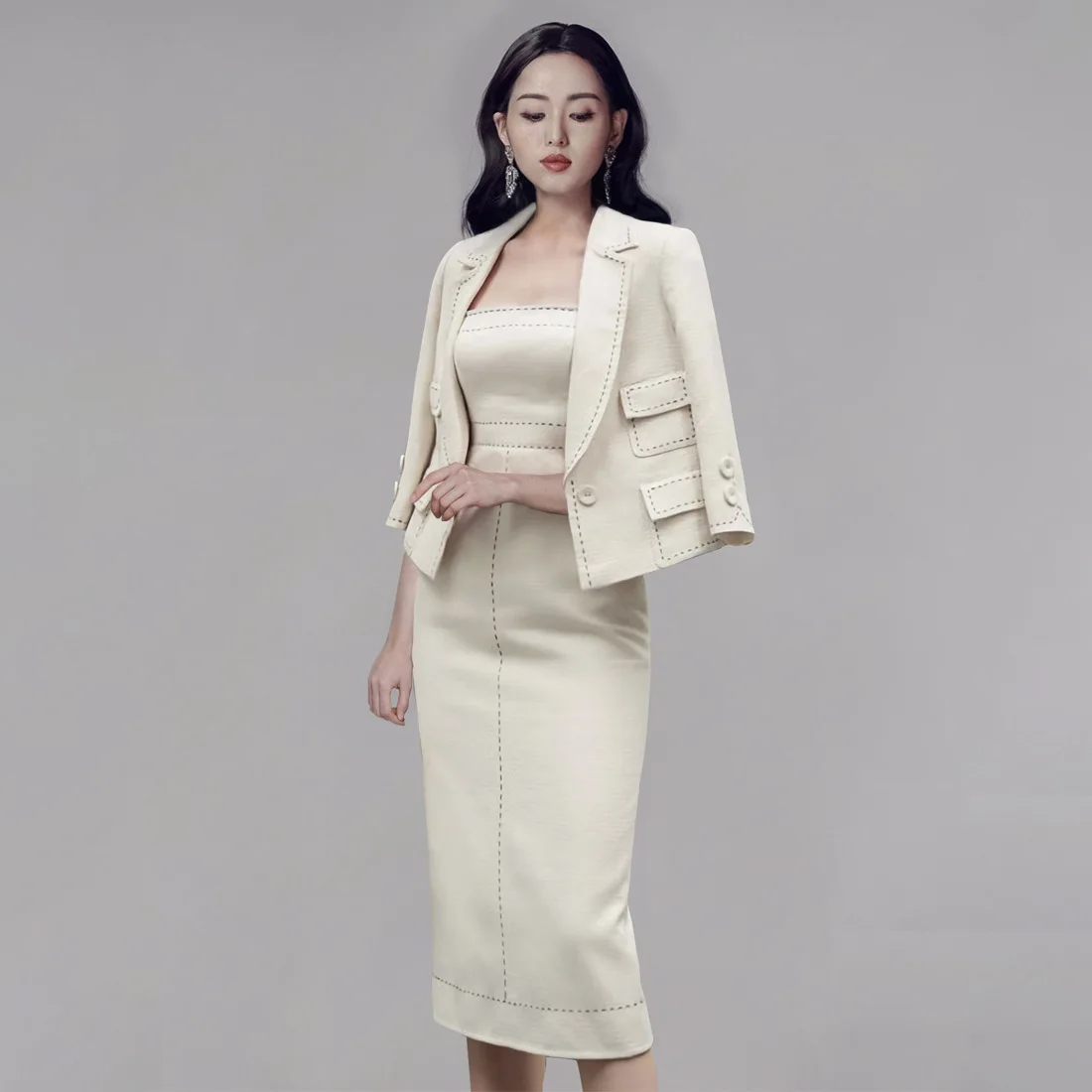 

Женский офисный костюм из двух предметов, деловая одежда для работы и офиса, осенне-зимняя одежда, блейзер и куртка