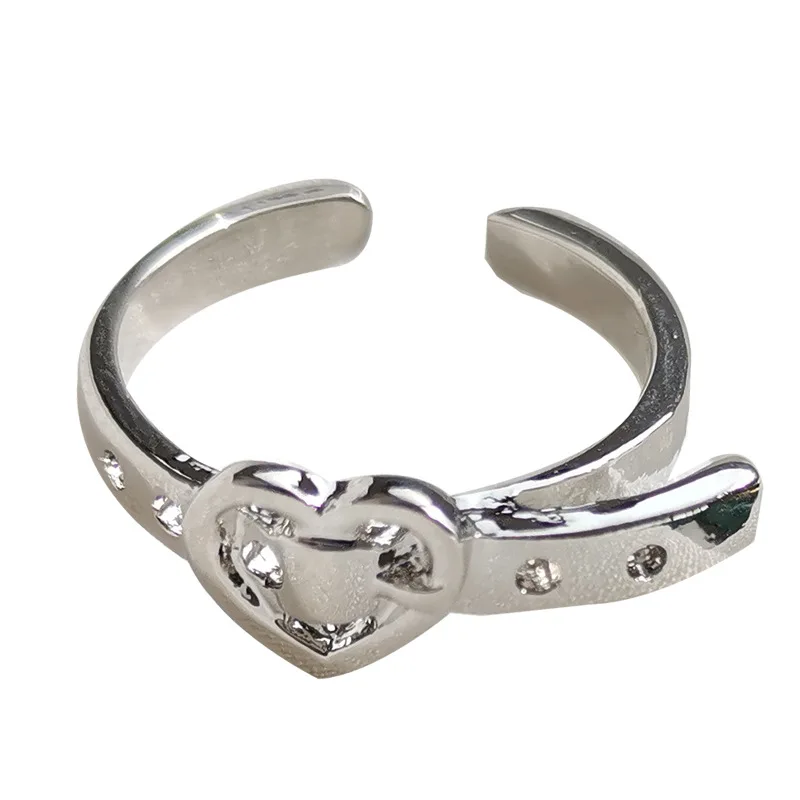 

New creative trend love open ring niche design fashion simple romantic personality silver-plated ring female ring wholesale
