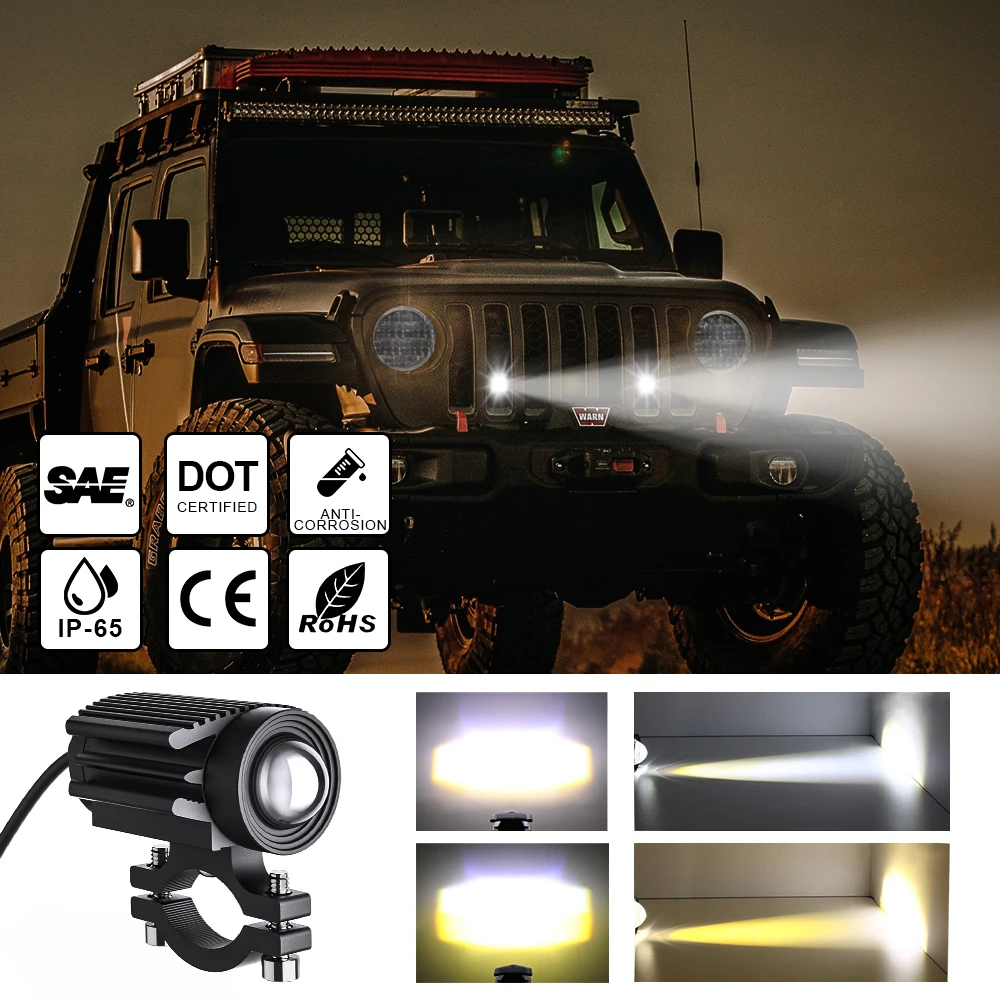 Универсальные светодиодные передние фары для мотоцикла 2 шт. 60 Вт 12D линзы