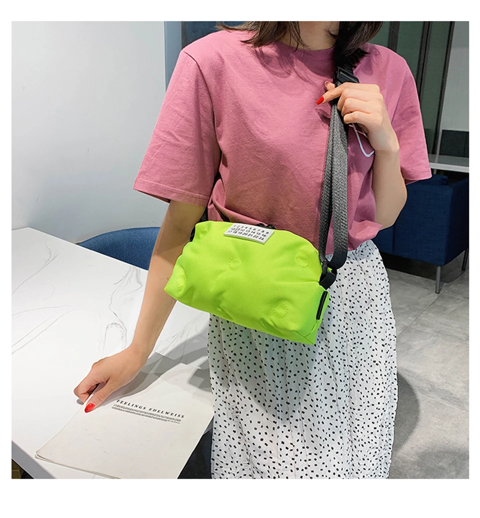 Новые женские сумки через плечо неоновые зеленые розовые модные на молнии