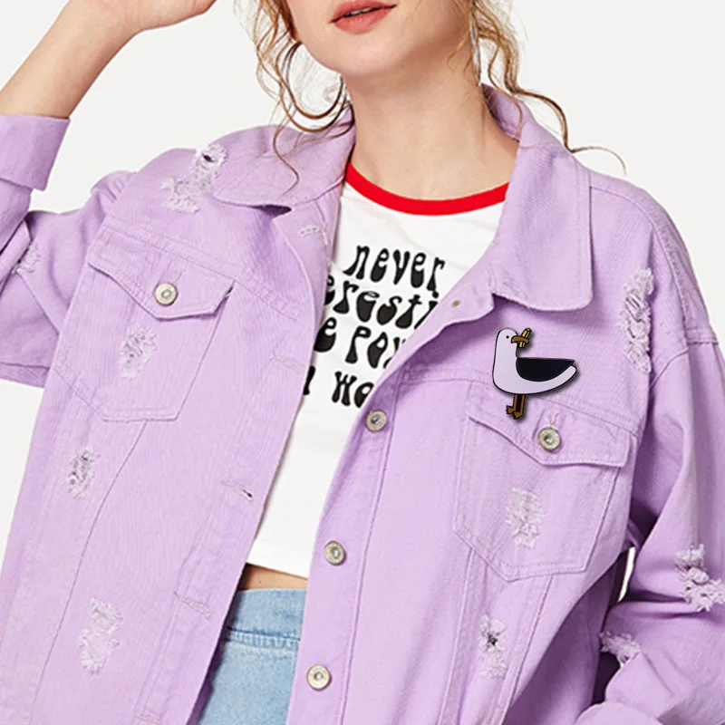 Забавная Чайка эмали штырь морских птиц брошь милый питомец значки с животными